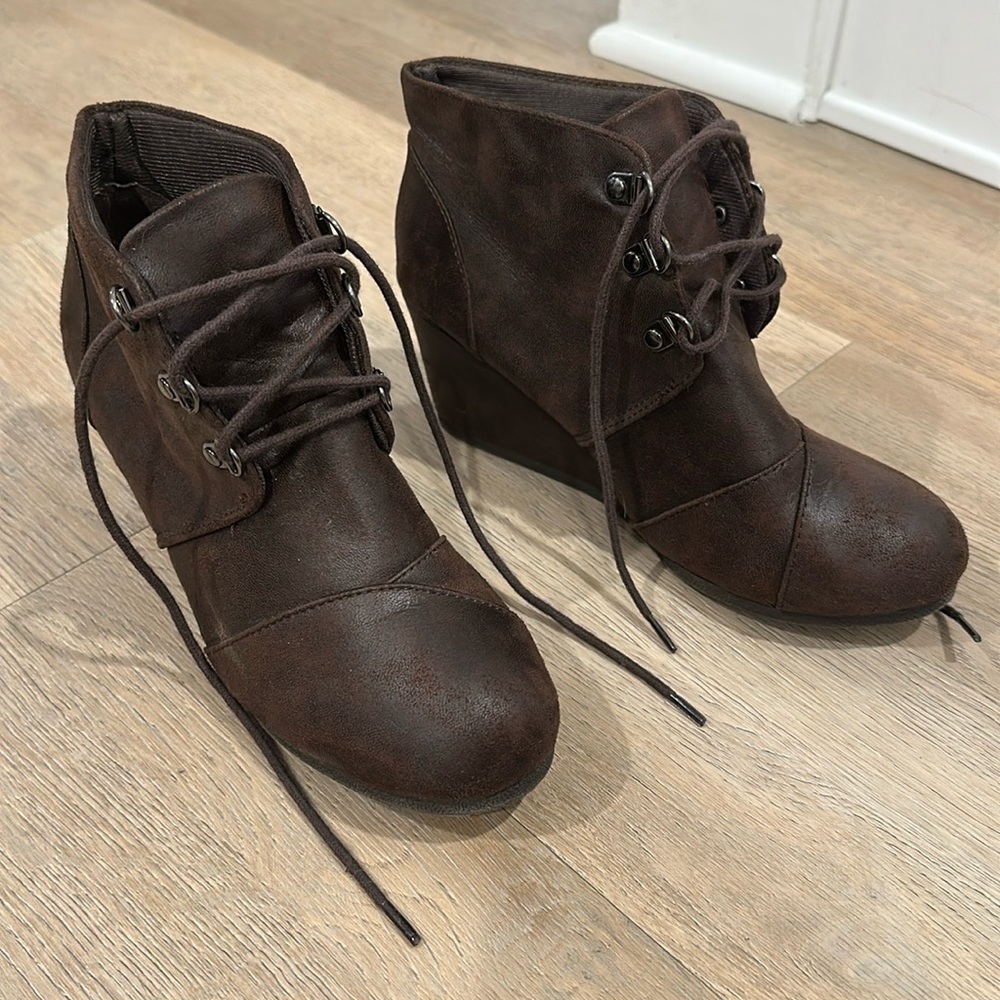 Brown Leather Bootie Heels